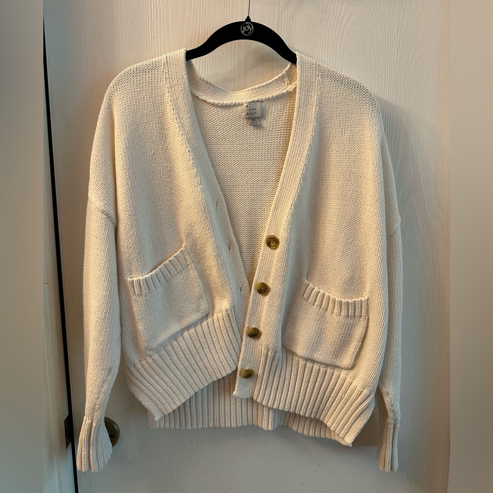 Cream thick knit cardigan